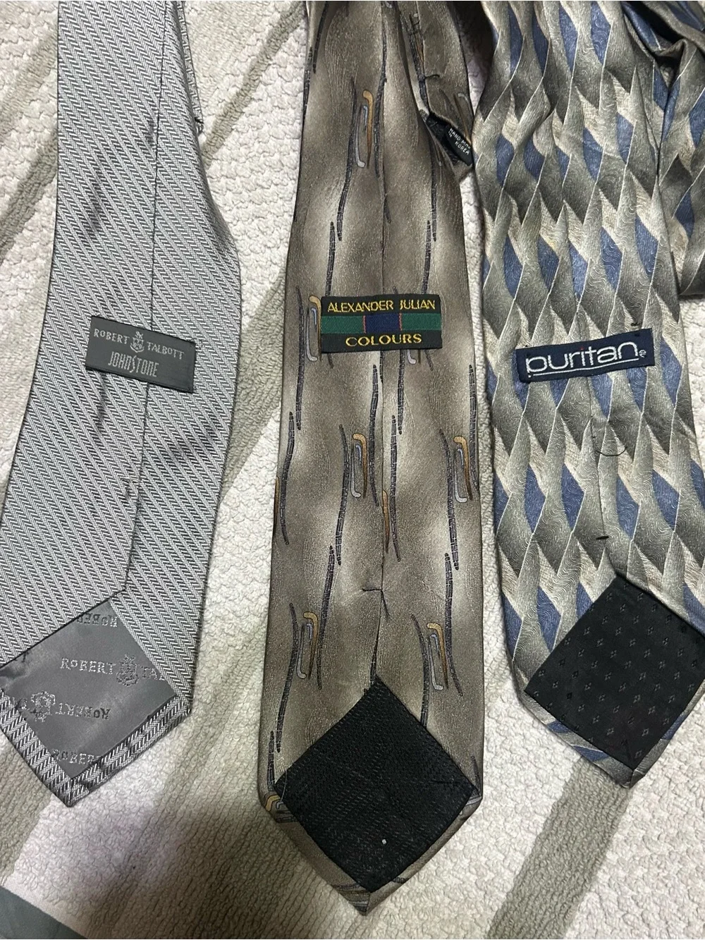 Lot of Six Ties - Gray, Silver, & Black